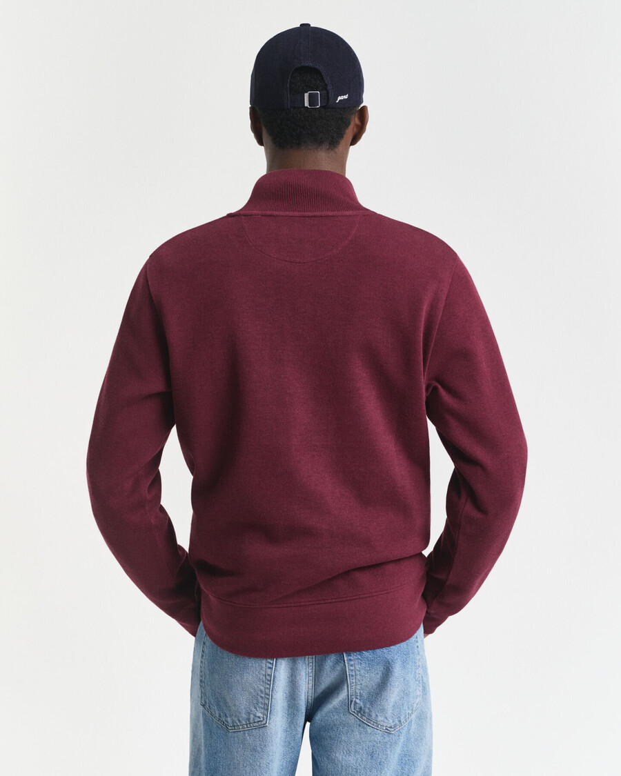 sudadera con media cremallera y ribete de canalé - vino de invierno