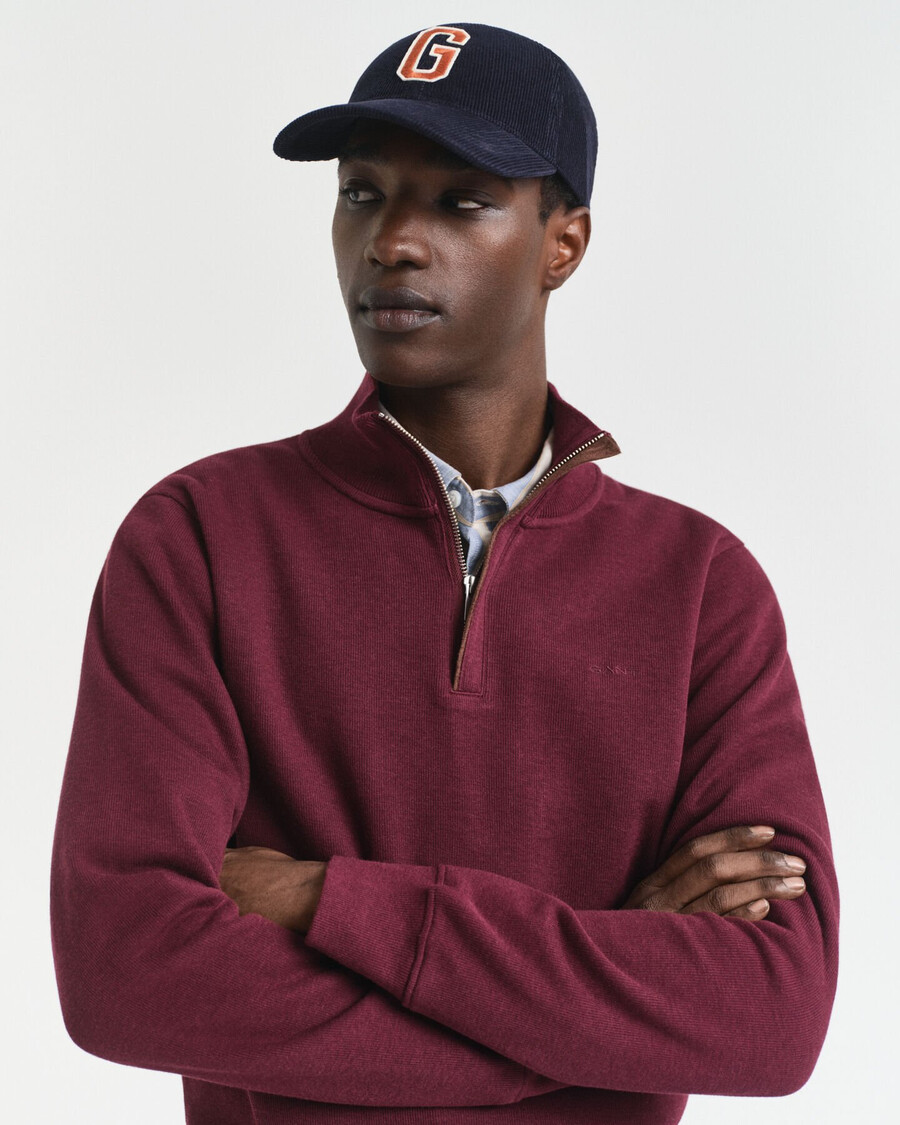 sudadera con media cremallera y ribete de canalé - vino de invierno