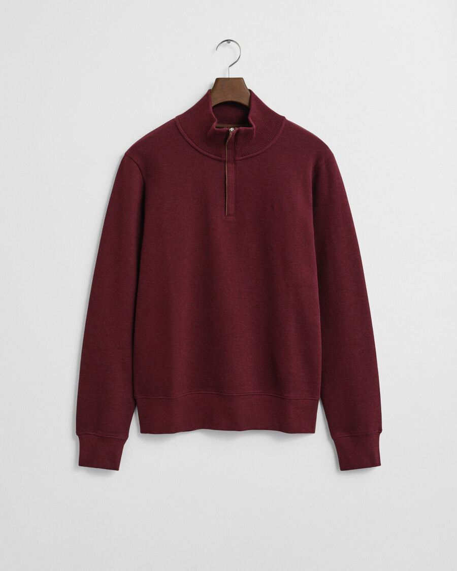 sudadera con media cremallera y ribete de canalé - vino de invierno