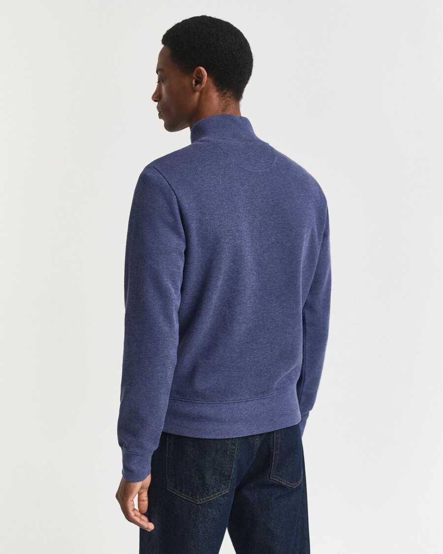 sudadera con media cremallera y canalé sacker - dk jeansblue melange