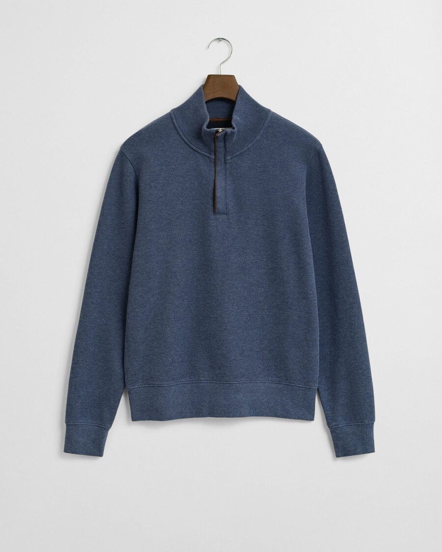sudadera con media cremallera y canalé sacker - dk jeansblue melange