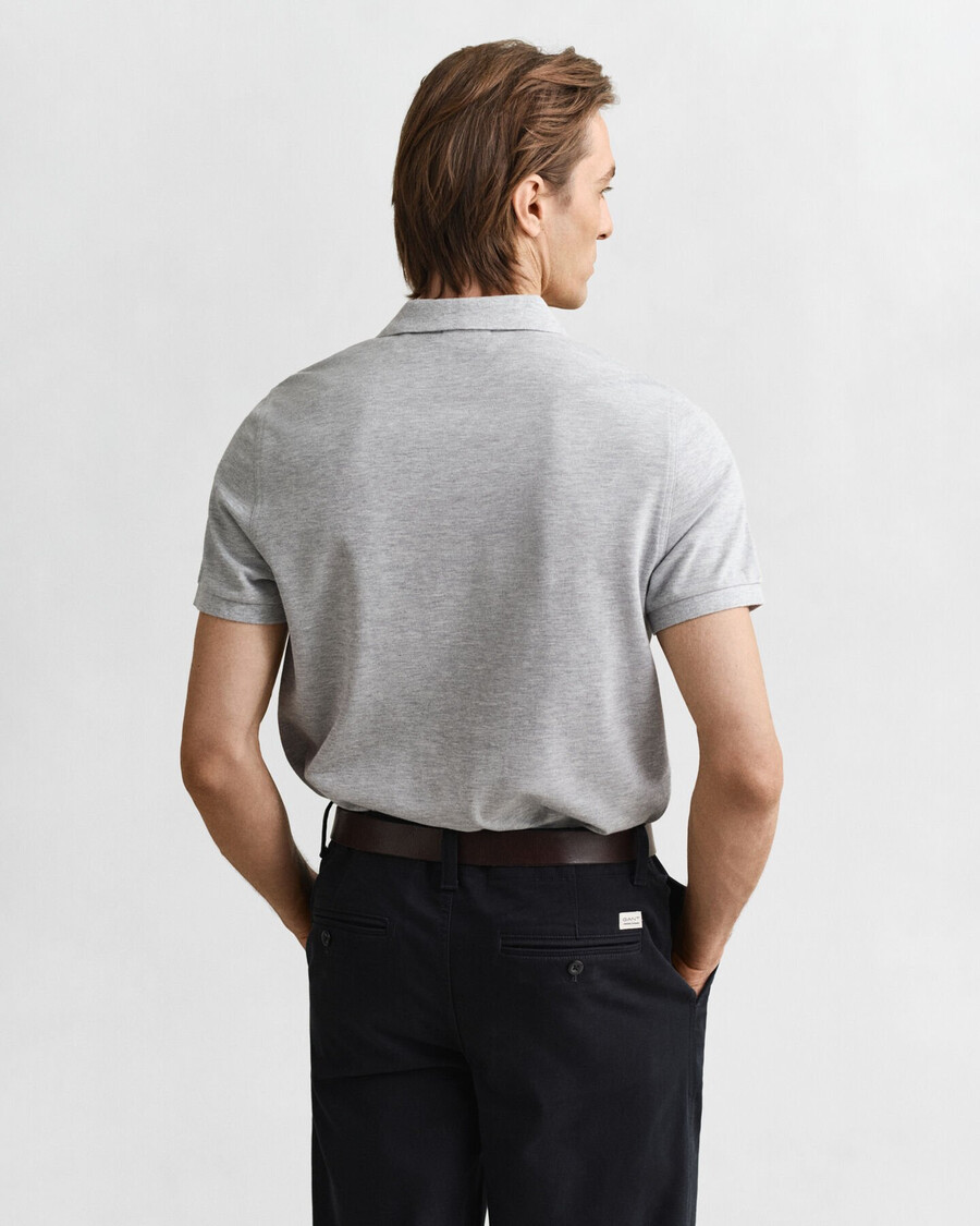polo de piqué shield de corte regular - gris jaspeado