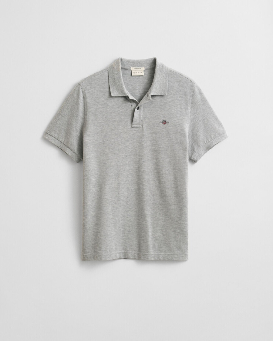 polo de piqué shield de corte regular - gris jaspeado