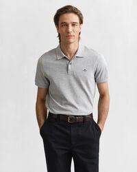 polo de piqué shield de corte regular - gris jaspeado