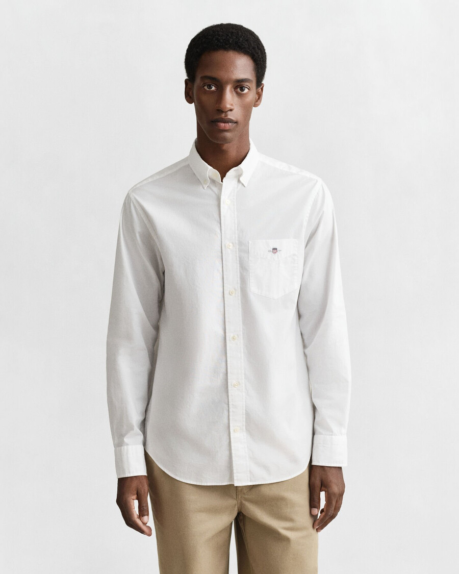 camisa clásica de popelina de corte regular - blanca