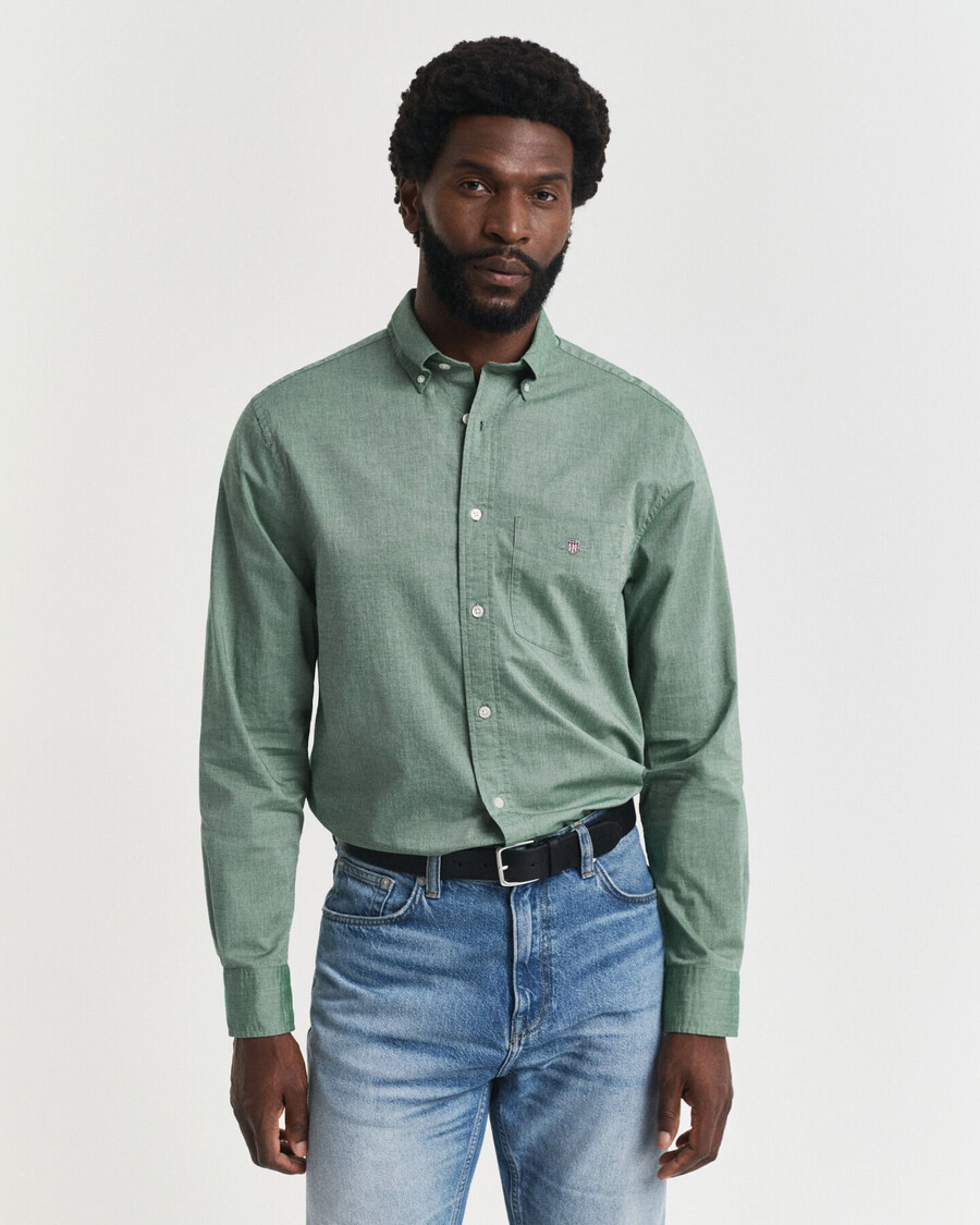 camisa clásica de popelina de corte regular - verde bosque