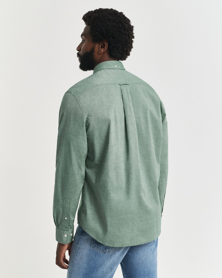 camisa clásica de popelina de corte regular - verde bosque