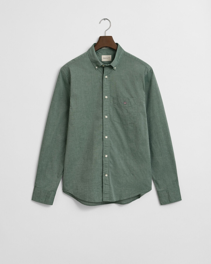 camisa clásica de popelina de corte regular - verde bosque