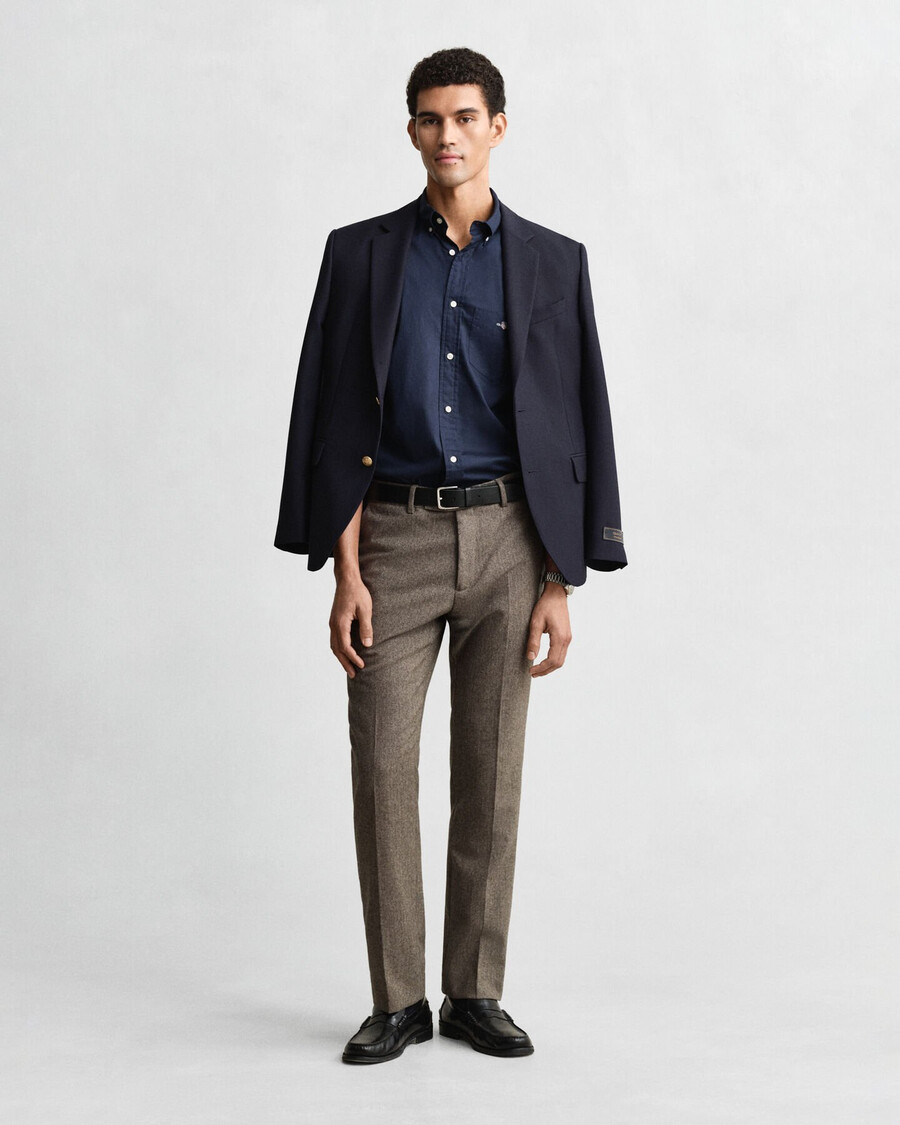 camisa clásica de popelina de corte regular - azul marino