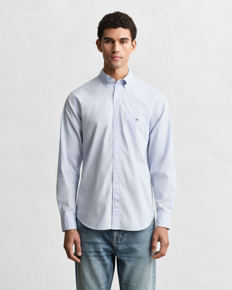 camisa clásica de popelina de corte regular - azul claro