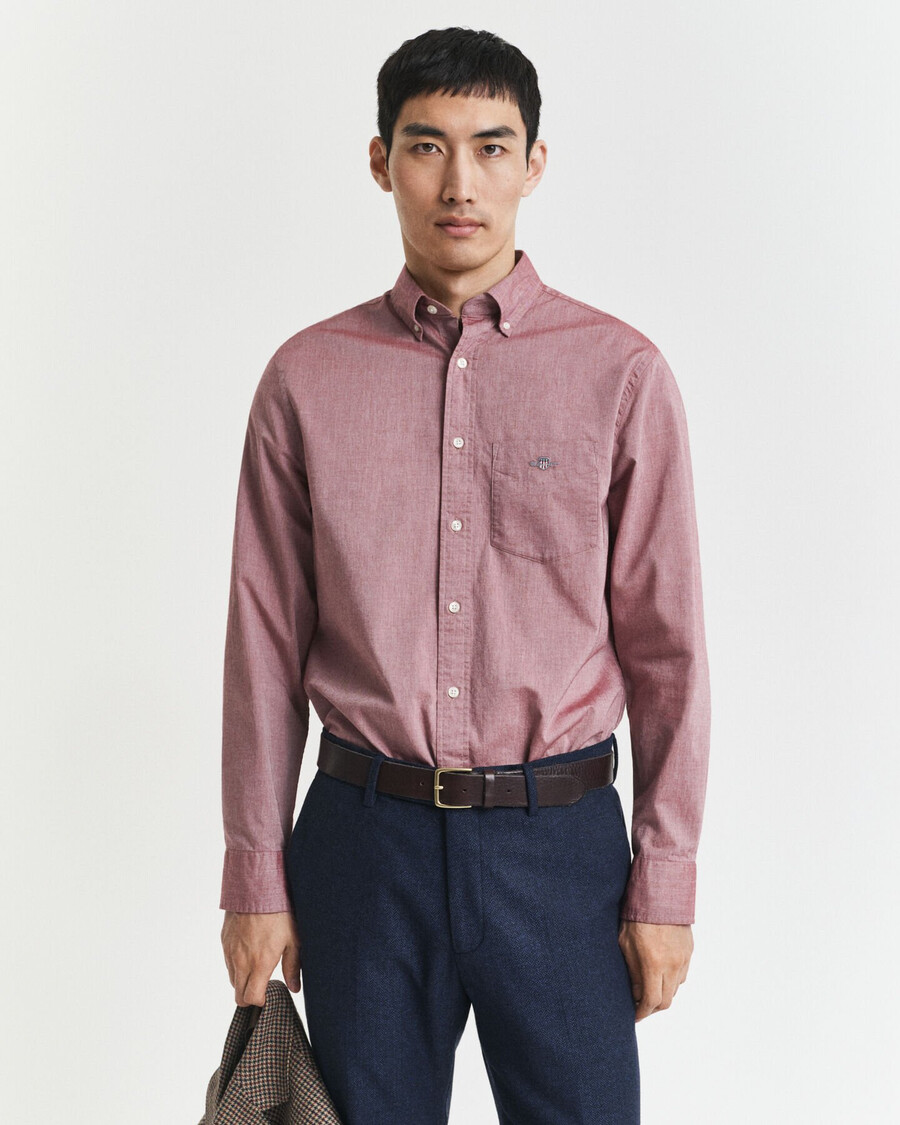 camisa clásica de popelina de corte regular - plumped red melange