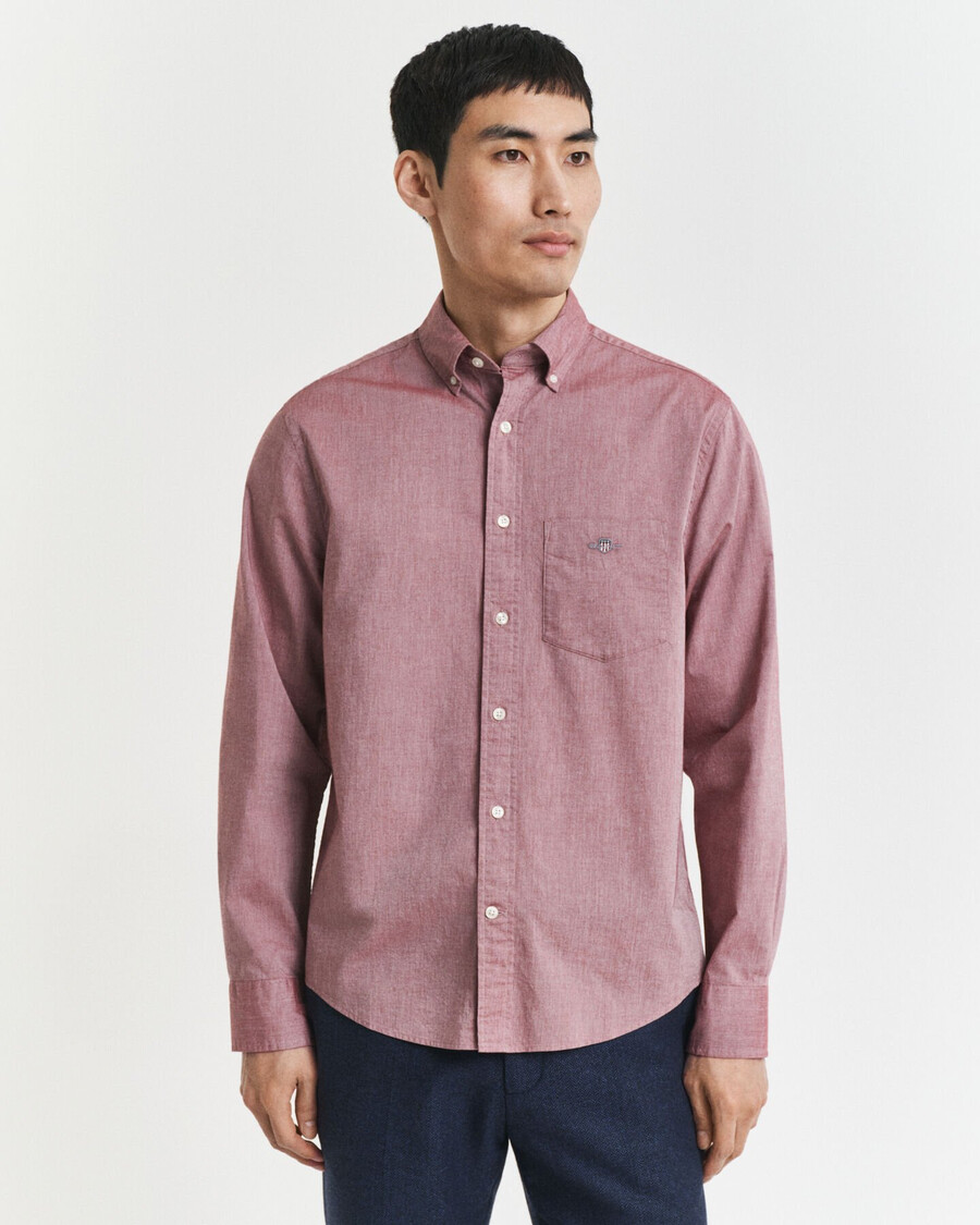 camisa clásica de popelina de corte regular - plumped red melange