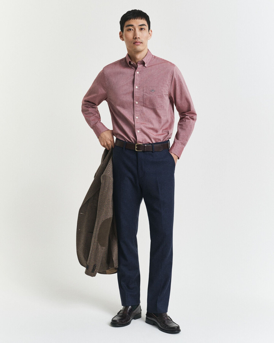 camisa clásica de popelina de corte regular - plumped red melange