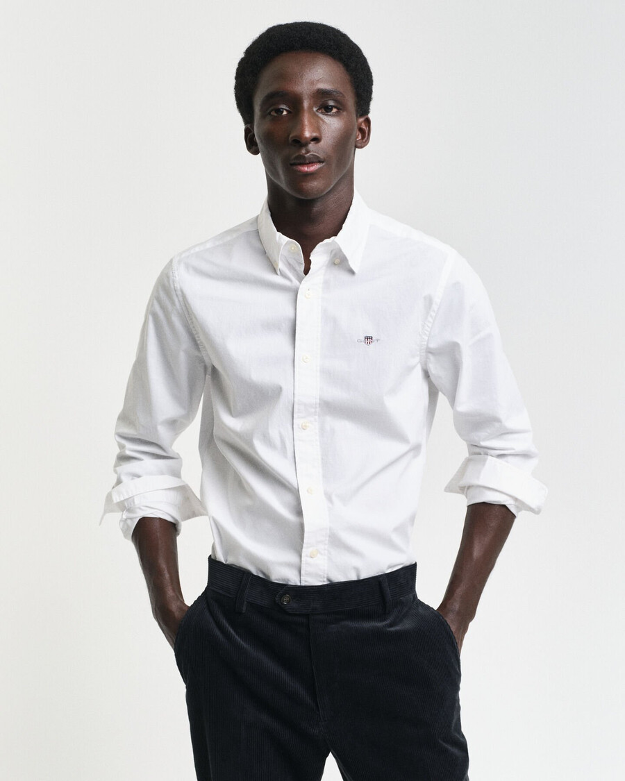 camisa clásica de popelina de corte entallado - blanca