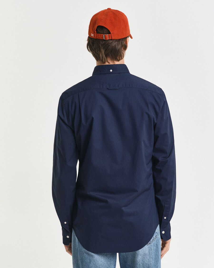 camisa clásica de popelina de corte entallado - azul marino