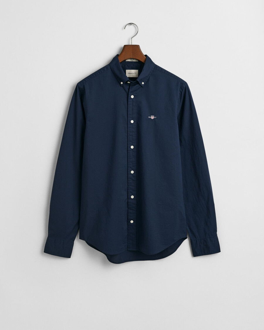 camisa clásica de popelina de corte entallado - azul marino