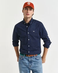 camisa clásica de popelina de corte entallado - azul marino