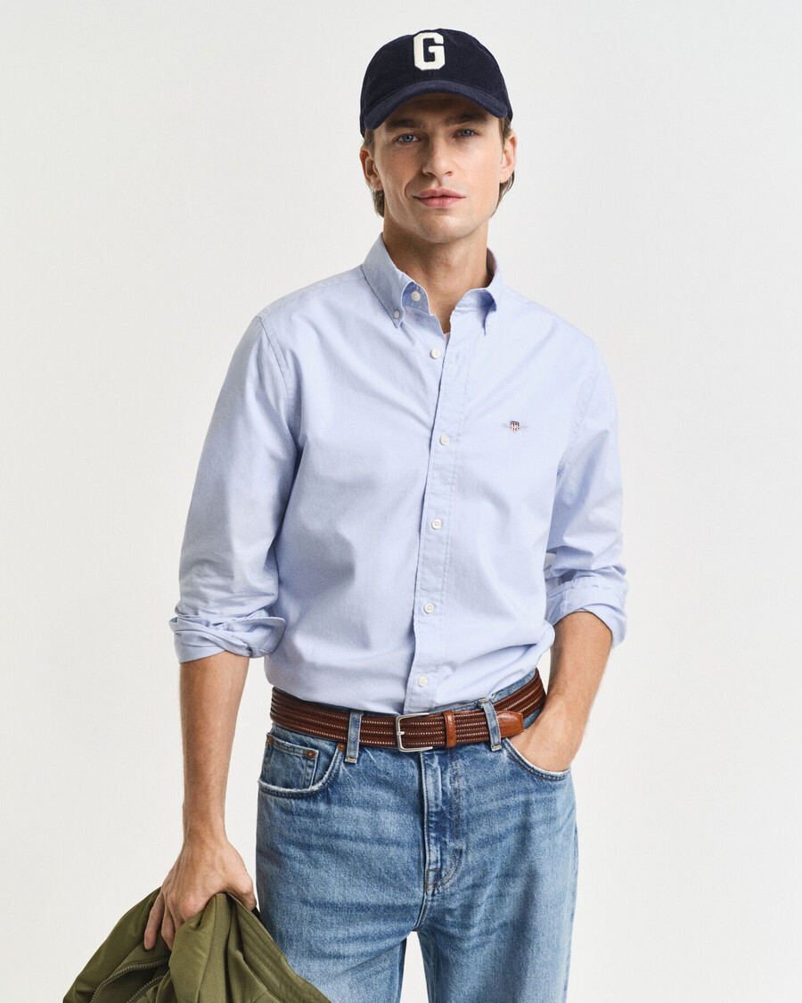 camisa clásica de popelina de corte entallado - azul claro