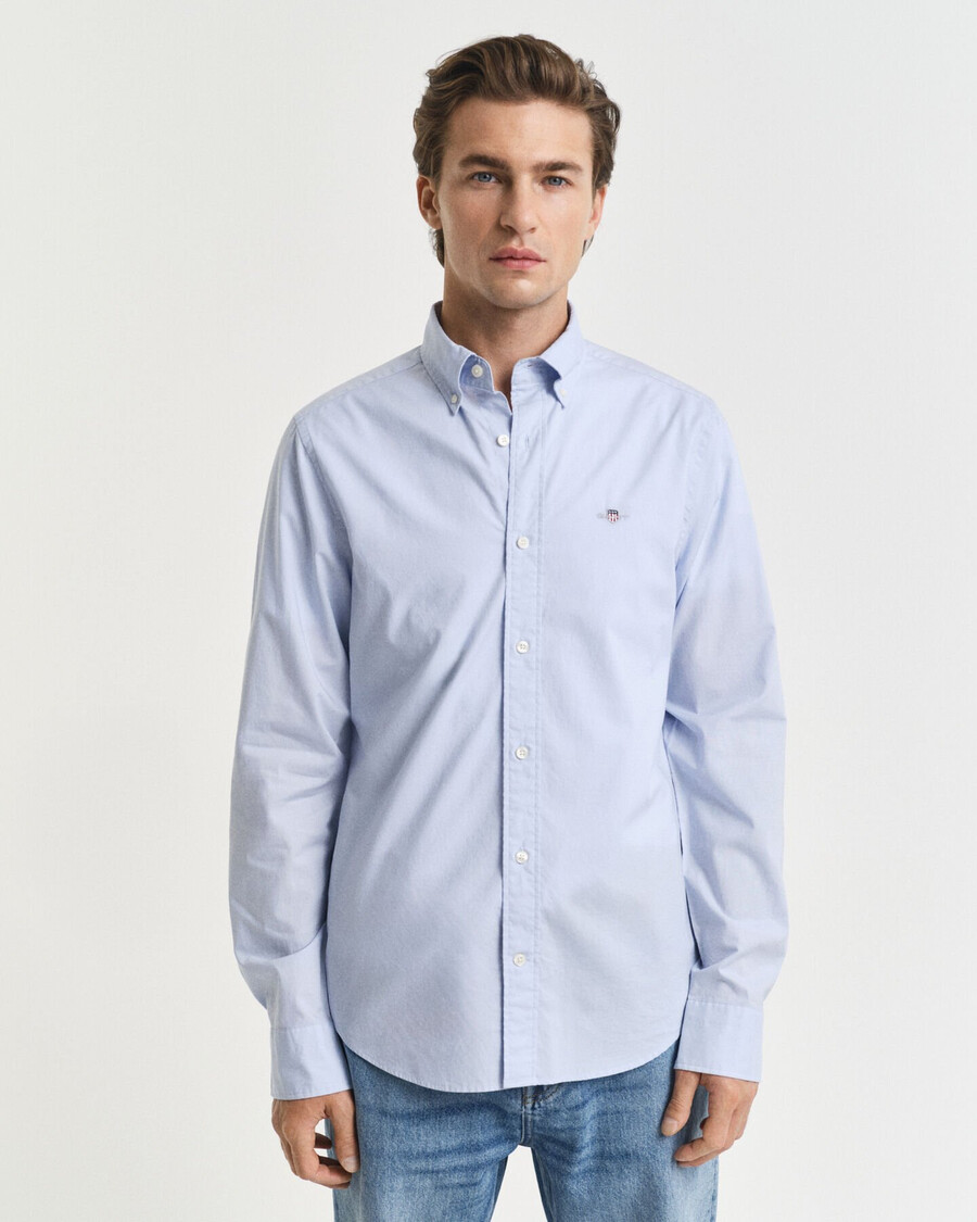 camisa clásica de popelina de corte entallado - azul claro