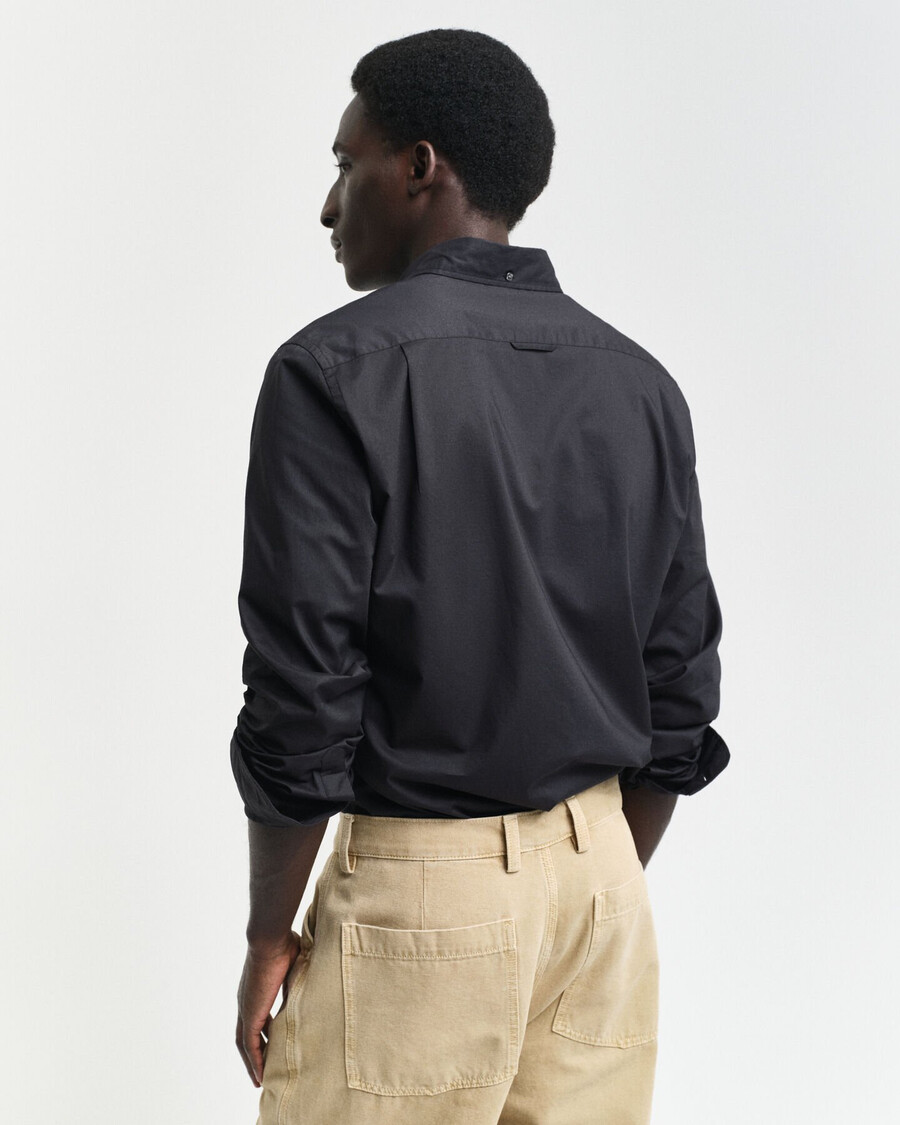 camisa clásica de popelina de corte entallado - negra