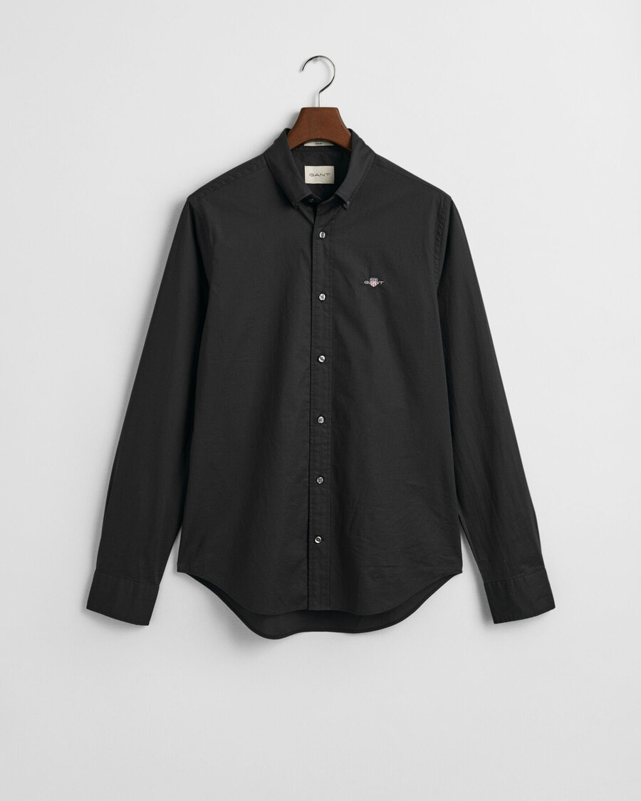 camisa clásica de popelina de corte entallado - negra