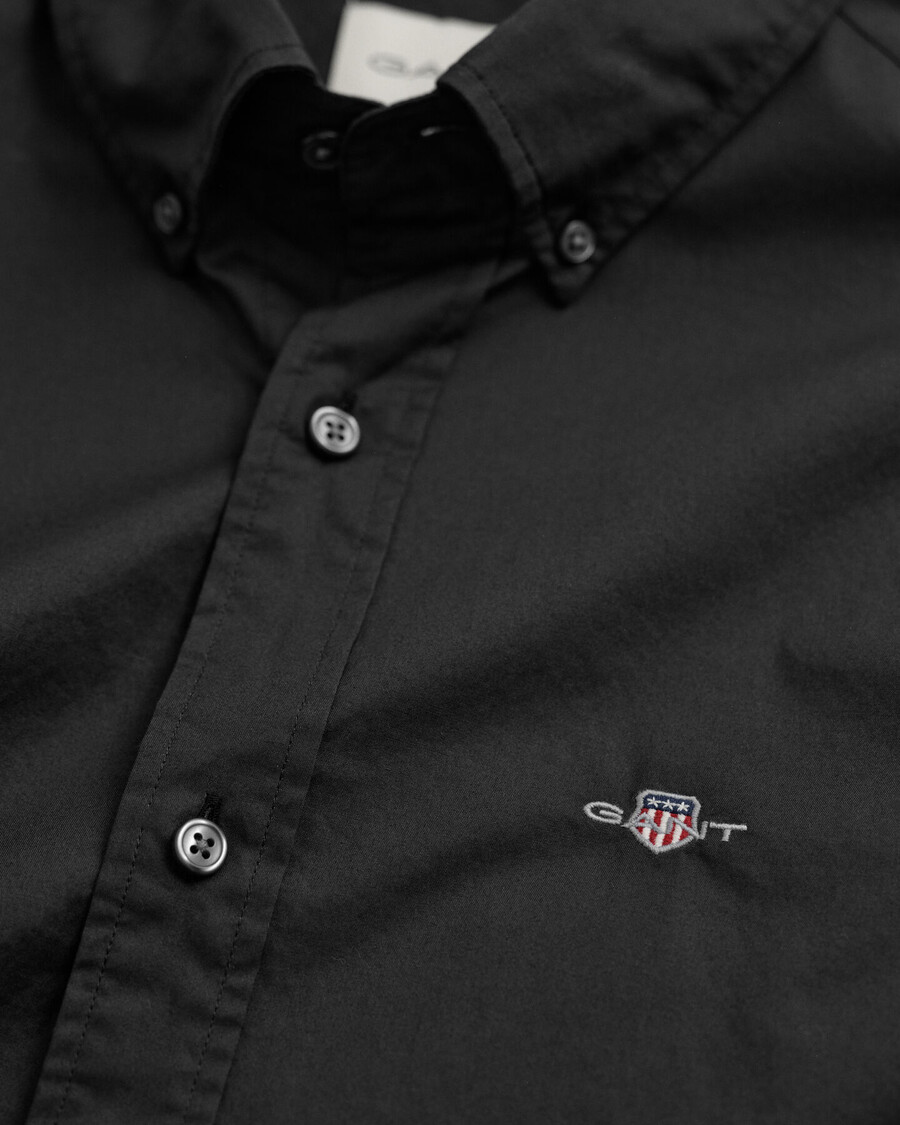 camisa clásica de popelina de corte entallado - negra