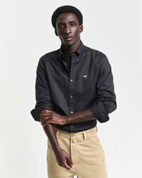 camisa clásica de popelina de corte entallado - negra