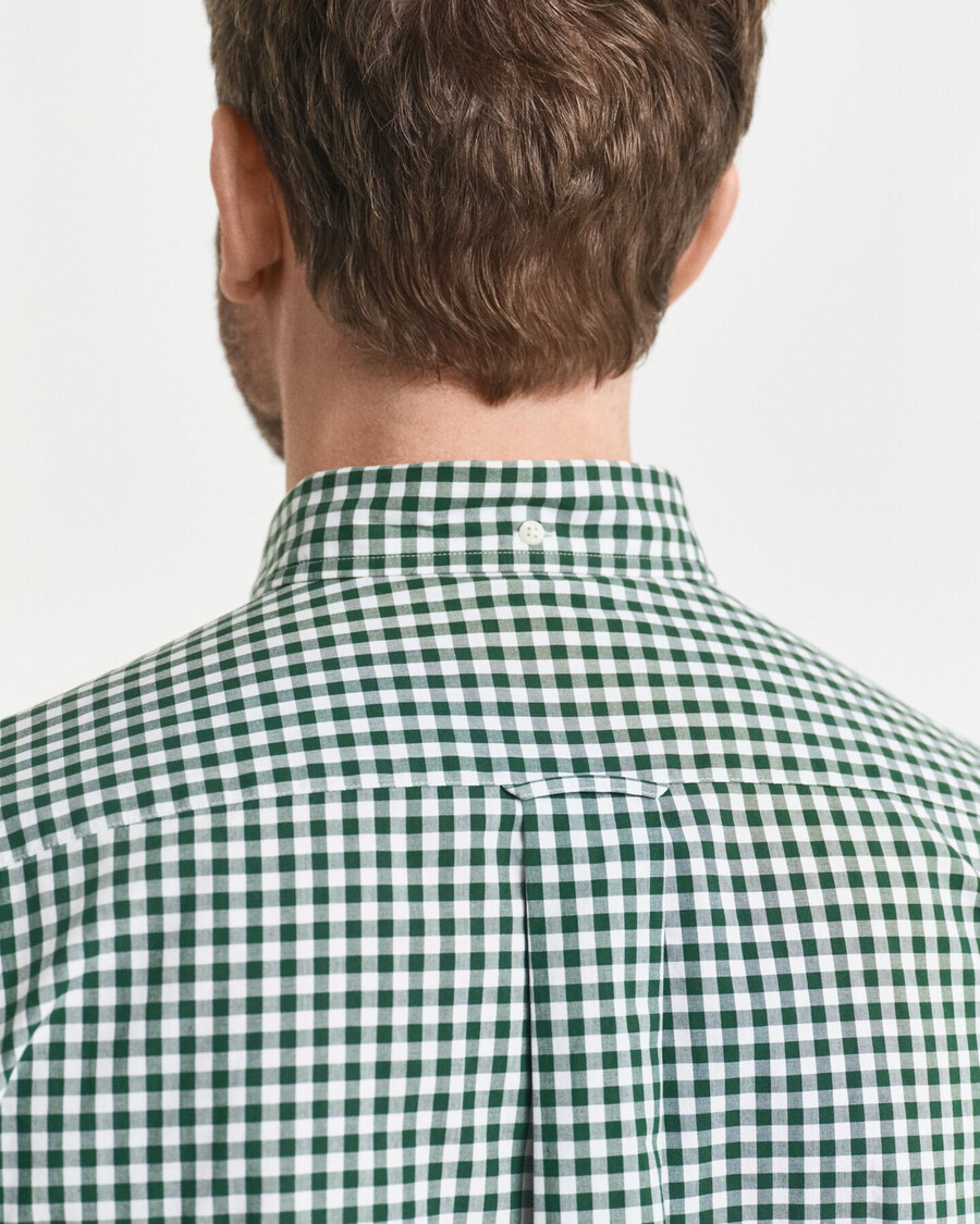 camisa clásica de popelina de cuadros vichy de corte regular - verde bosque