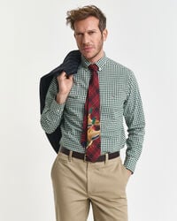 camisa clásica de popelina de cuadros vichy de corte regular - verde bosque