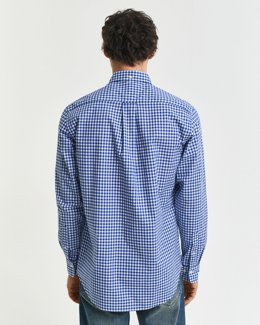 camisa clásica de popelina de cuadros vichy de corte regular - azul universitario