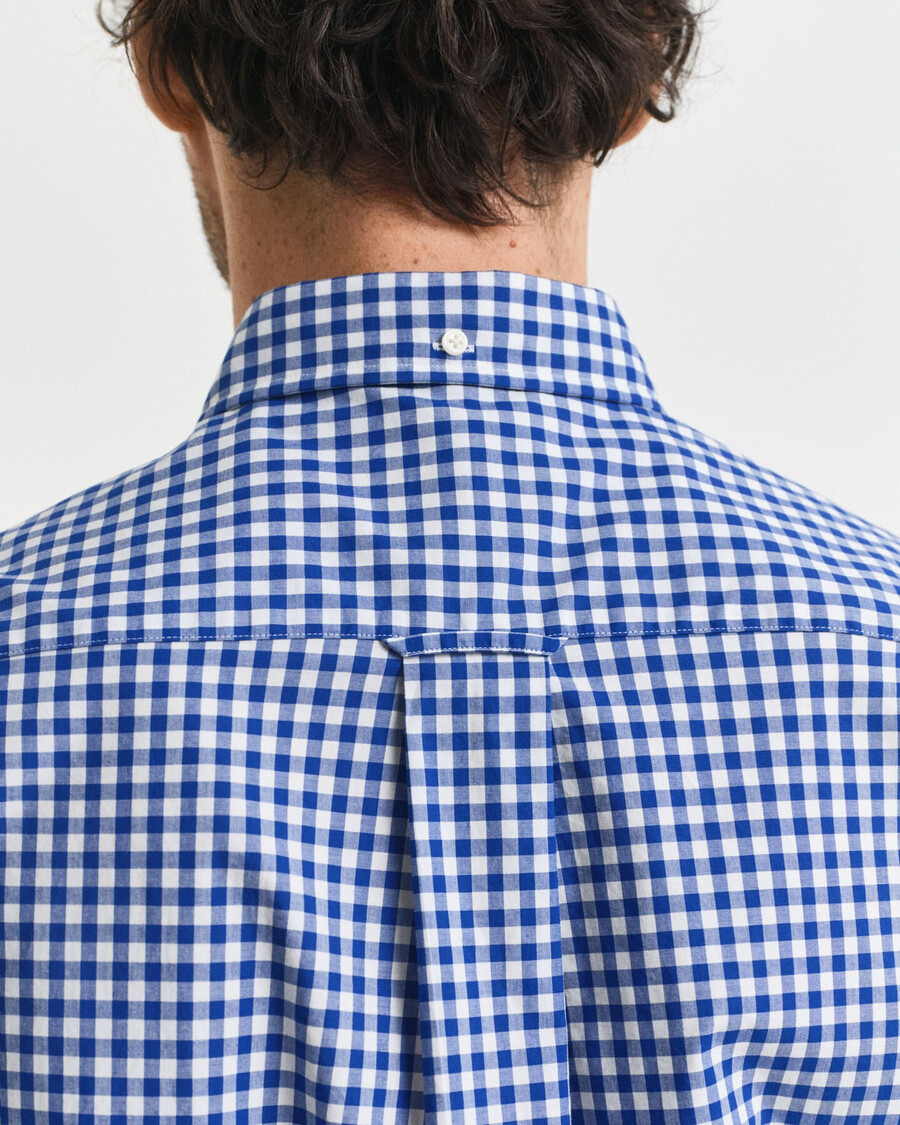 camisa clásica de popelina de cuadros vichy de corte regular - azul universitario