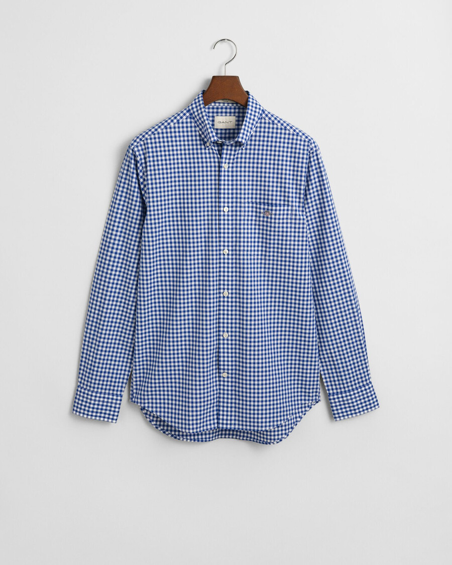 camisa clásica de popelina de cuadros vichy de corte regular - azul universitario