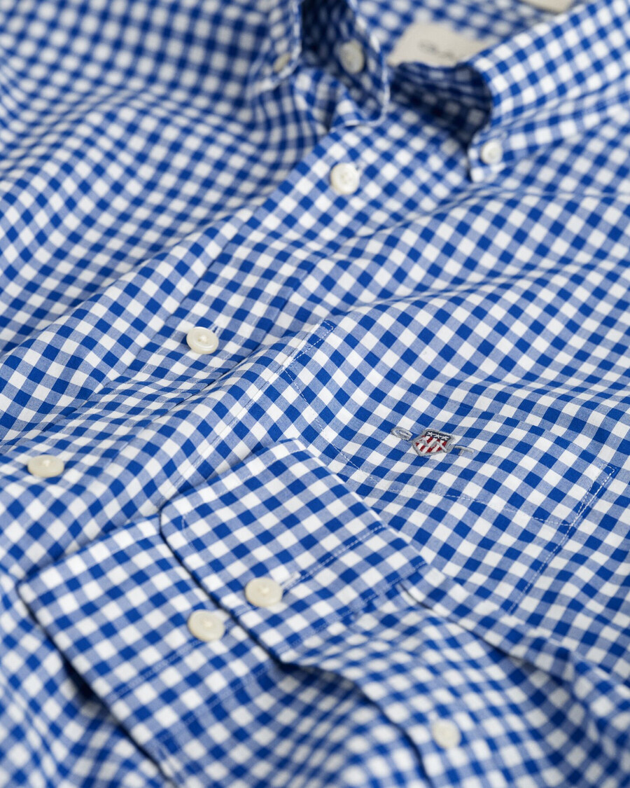 camisa clásica de popelina de cuadros vichy de corte regular - azul universitario
