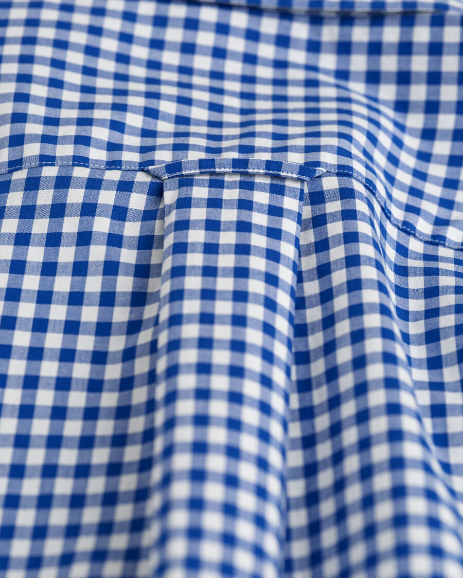 camisa clásica de popelina de cuadros vichy de corte regular - azul universitario