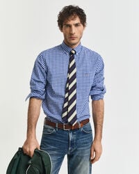 camisa clásica de popelina de cuadros vichy de corte regular - azul universitario