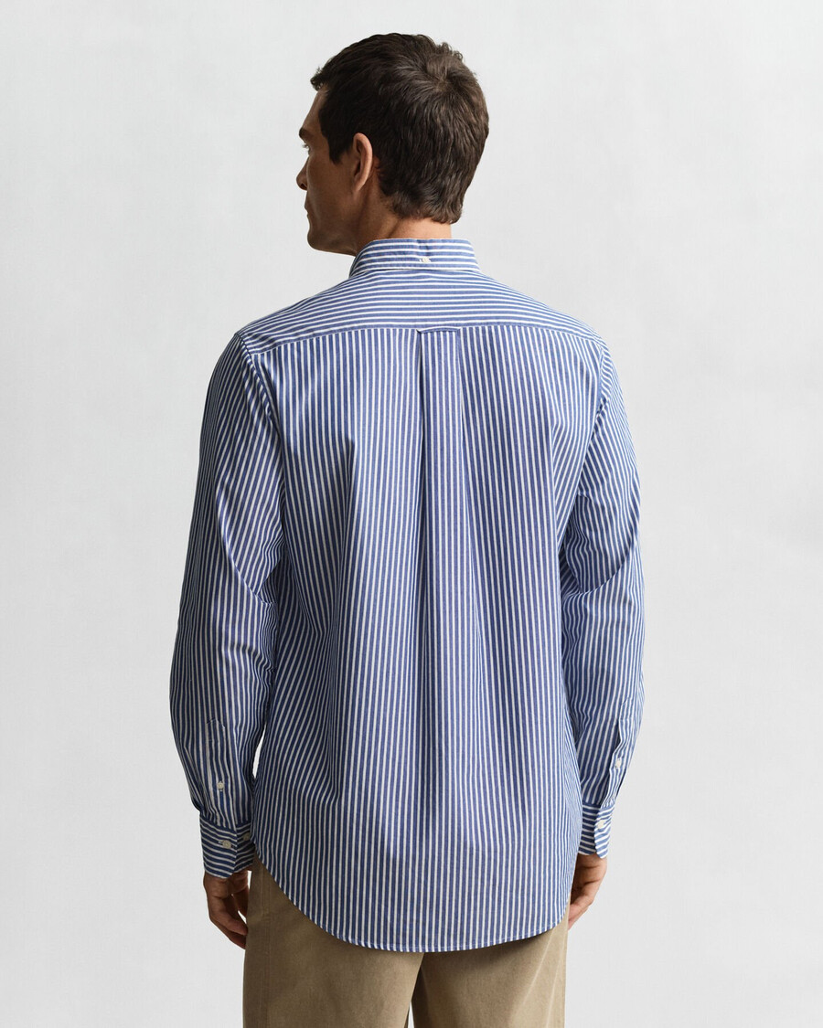 camisa clásica de popelina a rayas de corte regular - azul universitario
