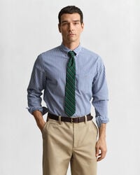 camisa clásica de popelina a rayas de corte regular - azul universitario
