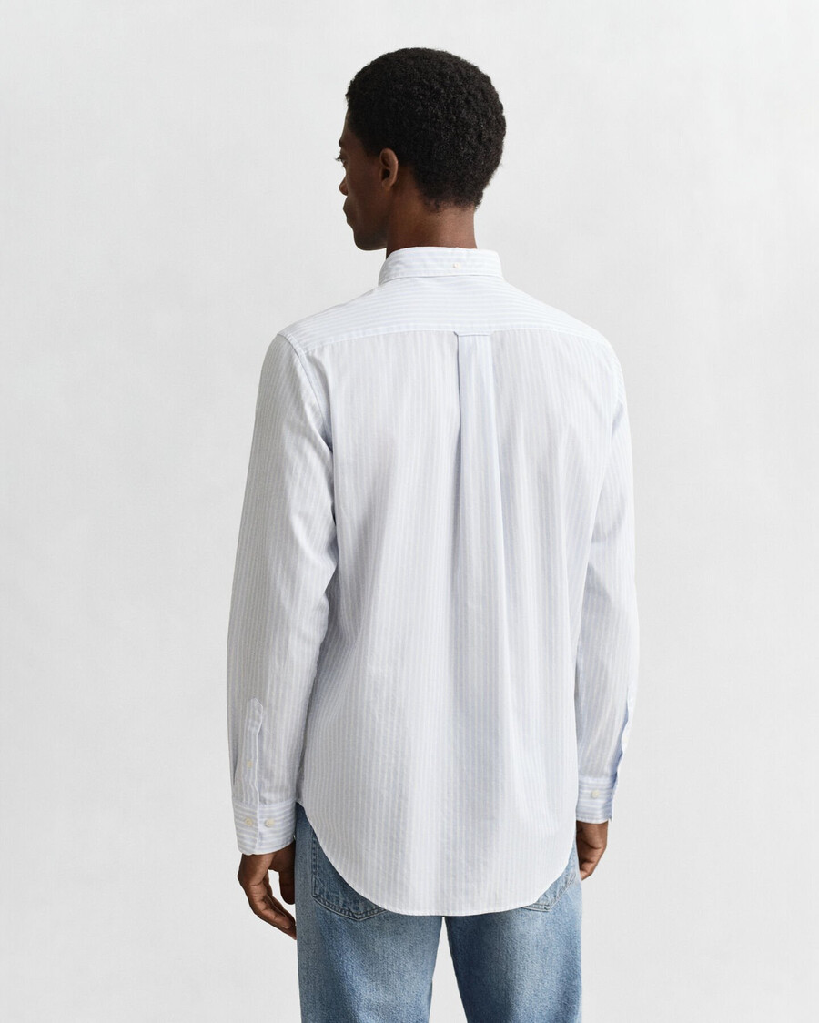 camisa clásica de popelina a rayas de corte regular - azul claro