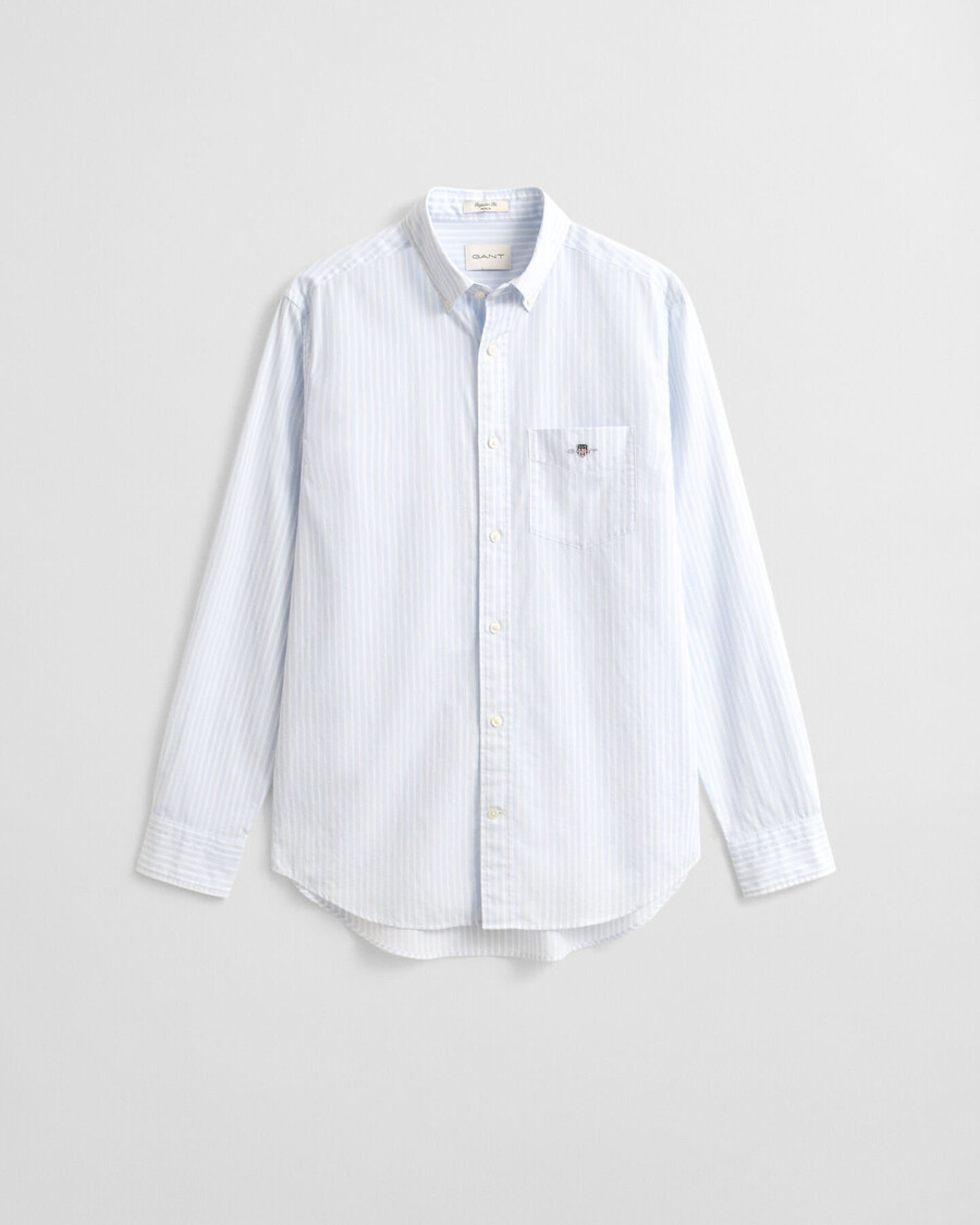 camisa clásica de popelina a rayas de corte regular - azul claro