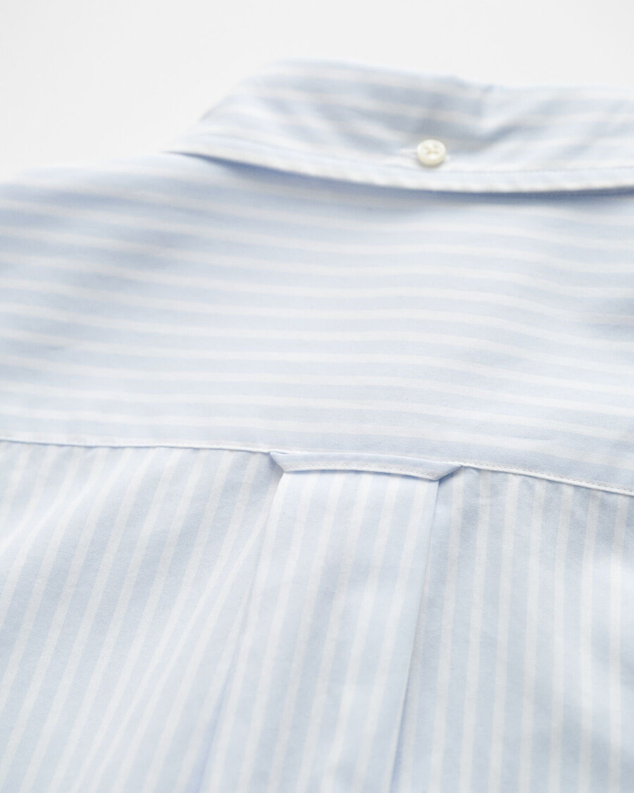 camisa clásica de popelina a rayas de corte regular - azul claro