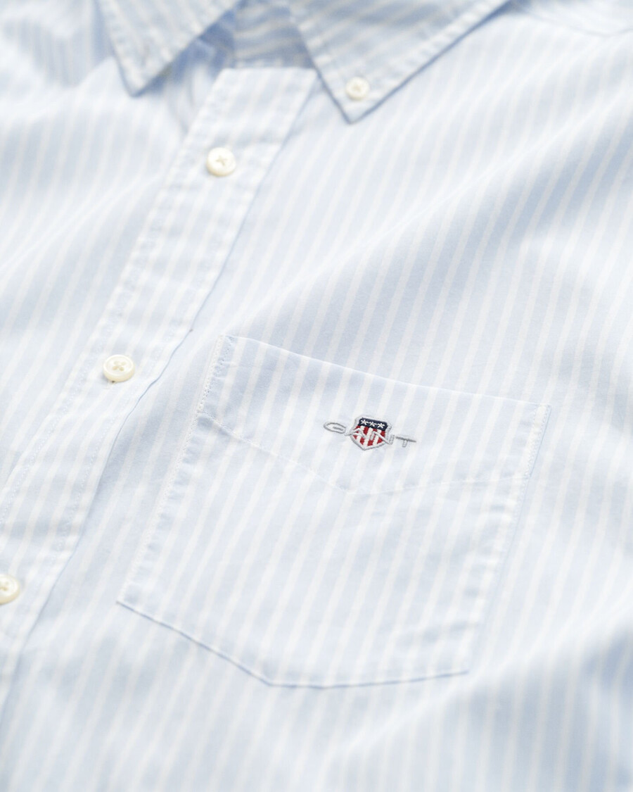 camisa clásica de popelina a rayas de corte regular - azul claro