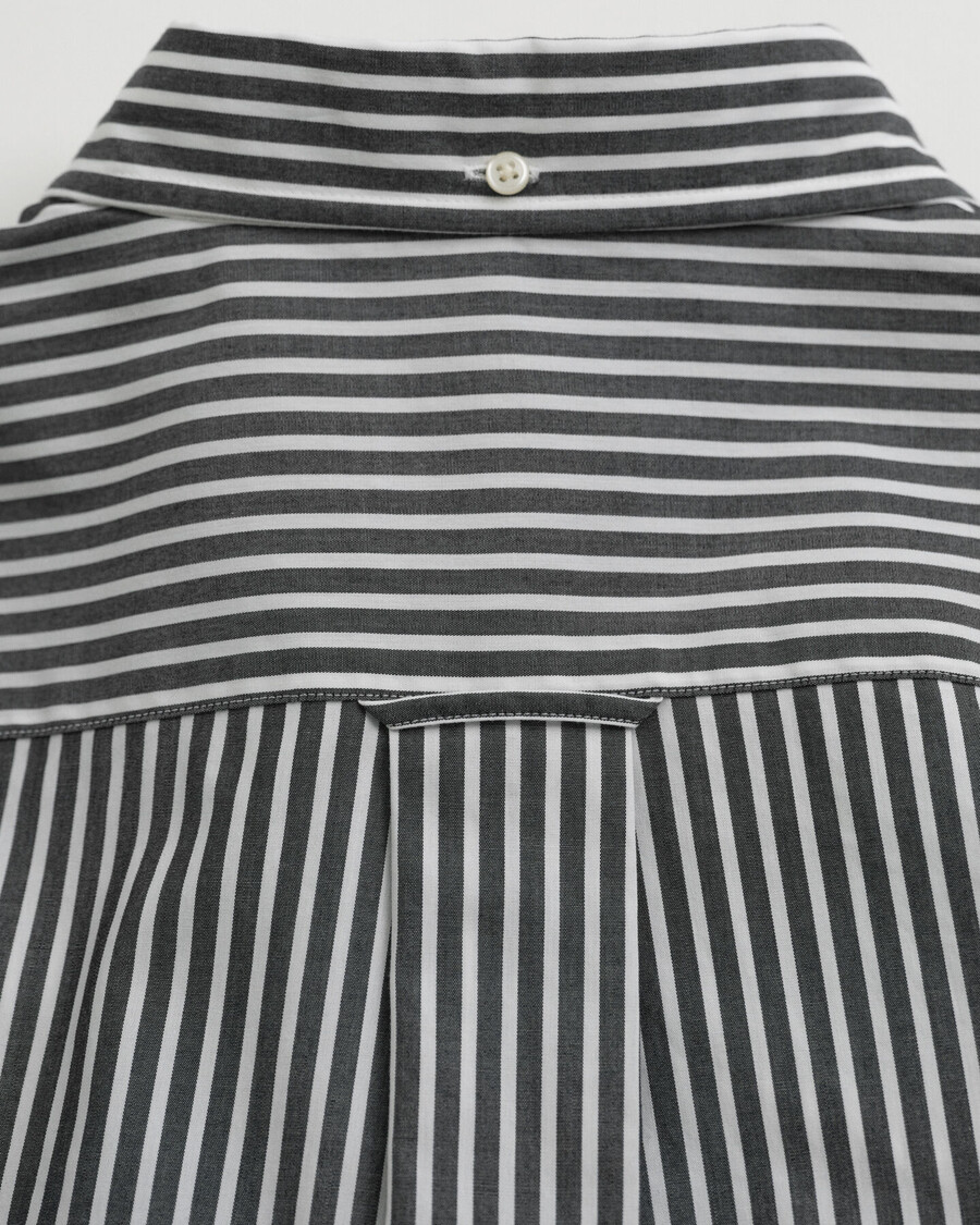 camisa clásica de popelina a rayas de corte regular - negra