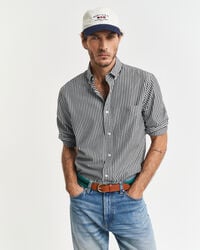 camisa clásica de popelina a rayas de corte regular - negra
