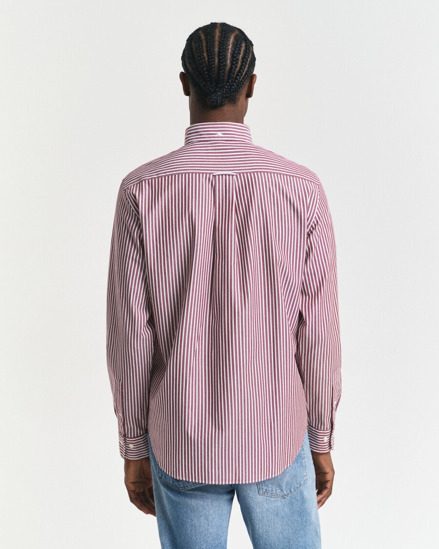 camisa clásica de popelina a rayas de corte regular - plumped red