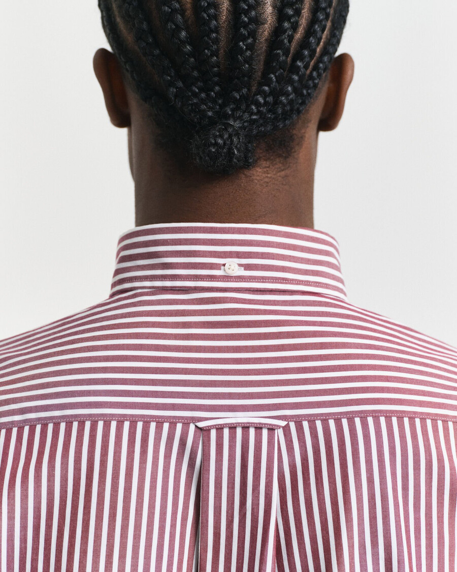 camisa clásica de popelina a rayas de corte regular - plumped red