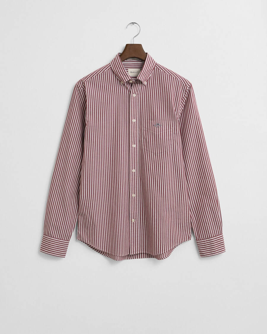 camisa clásica de popelina a rayas de corte regular - plumped red