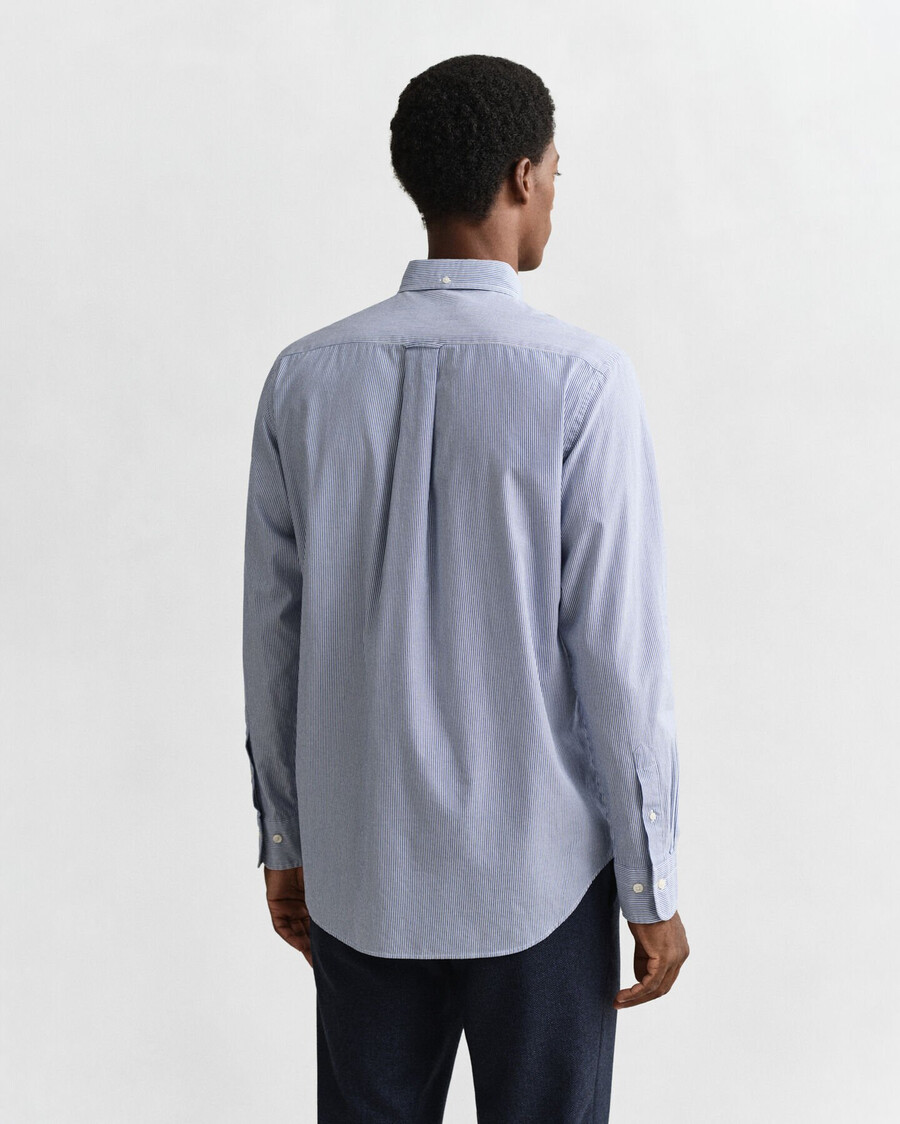 camisa clásica de popelina con rayas de banquero de corte regular - azul universitario