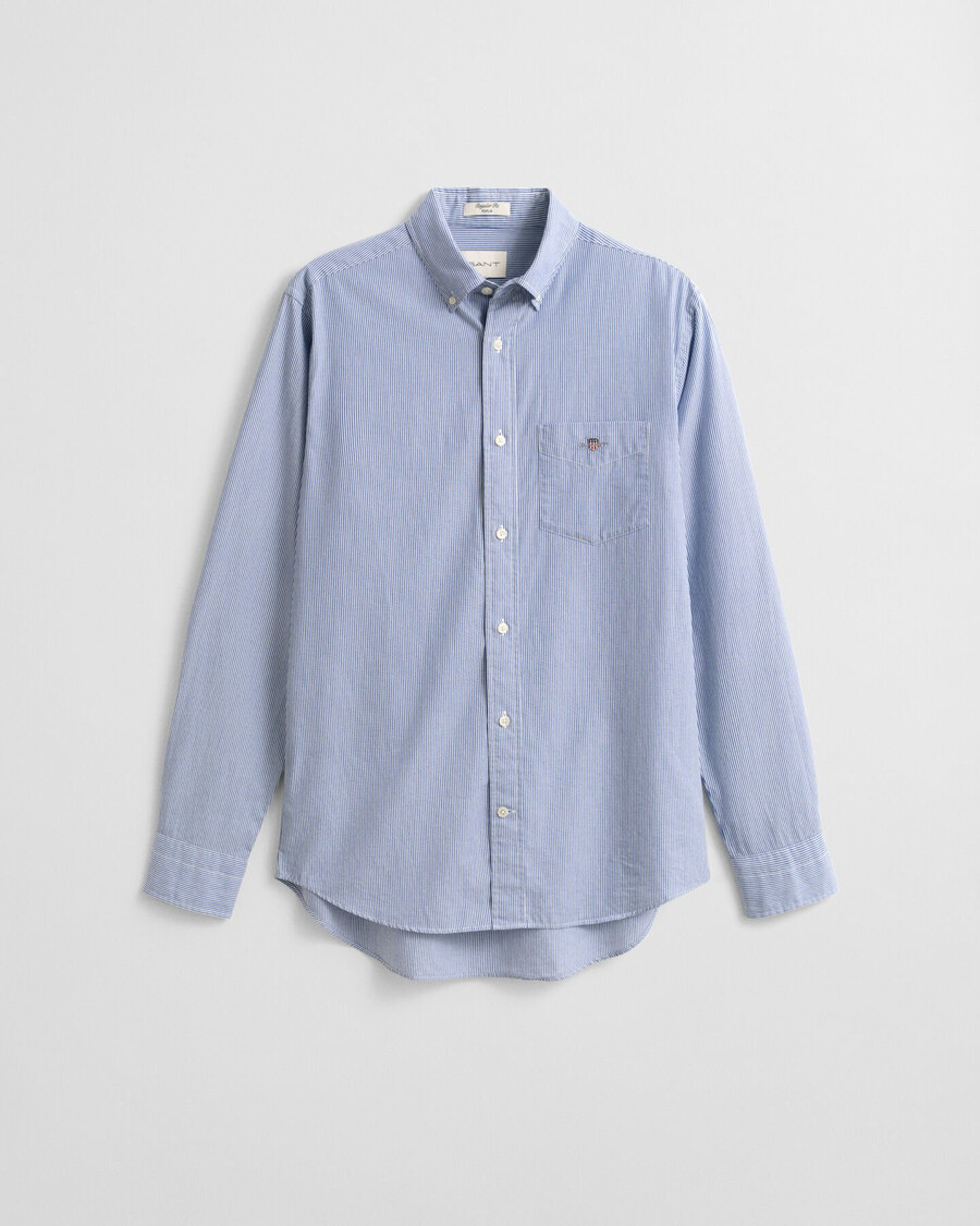 camisa clásica de popelina con rayas de banquero de corte regular - azul universitario