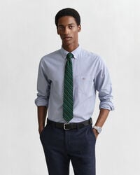 camisa clásica de popelina con rayas de banquero de corte regular - azul universitario