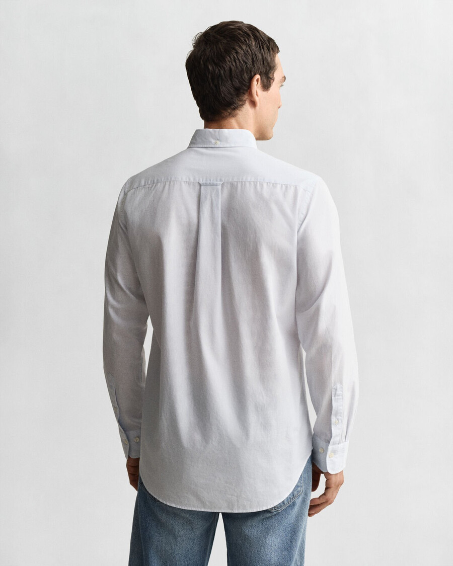camisa clásica de popelina con rayas de banquero de corte regular - azul claro